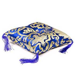 Coussin bleu fleuri pour bol tibétain - Boutique bols tibet 95 val d oise