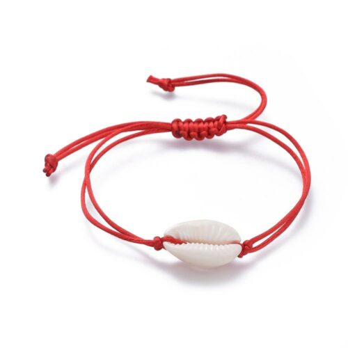 Bracelets de perles de nylon tressés réglables rouge